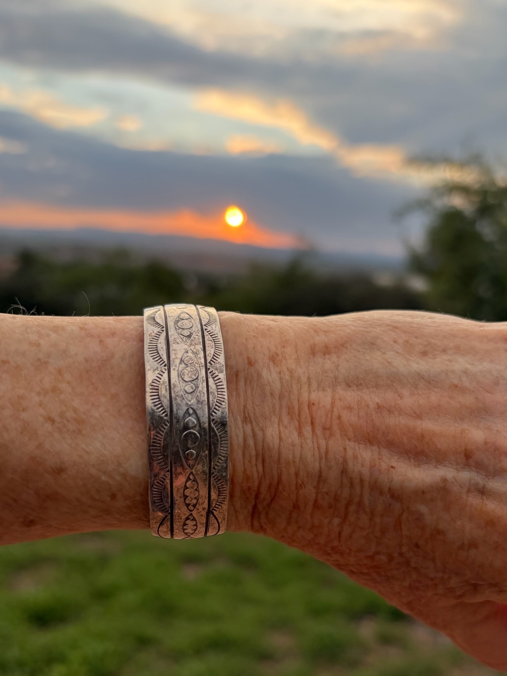 Vintage Navajo Stamped Sterling Silver cuff bracelet